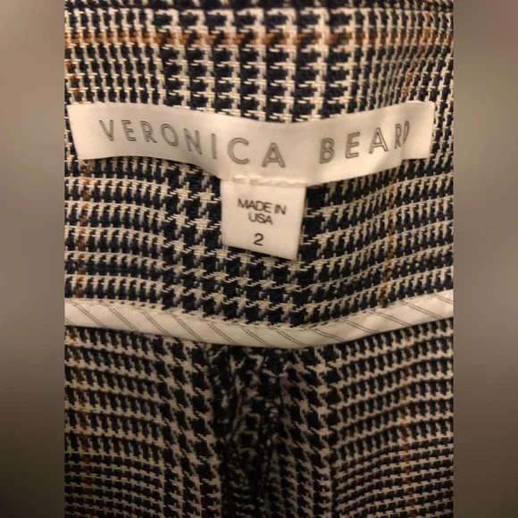 Veronica Beard Gemini Plaid Pants Cotton Linen Trousers